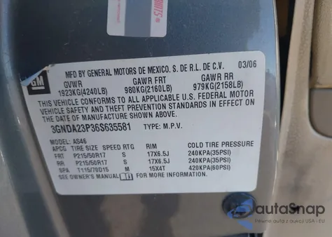 2006 Chevrolet Hhr Lt from USA, damaged, VIN 3GNDA23P36S635581